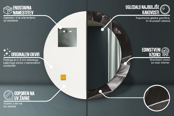 Espejo redondo impreso decorativo redondo Palmeras tropicales