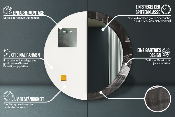 Espejo redondo impreso decorativo redondo Palmeras tropicales