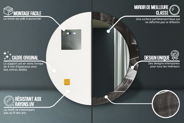 Espejo redondo impreso decorativo redondo Palmeras tropicales