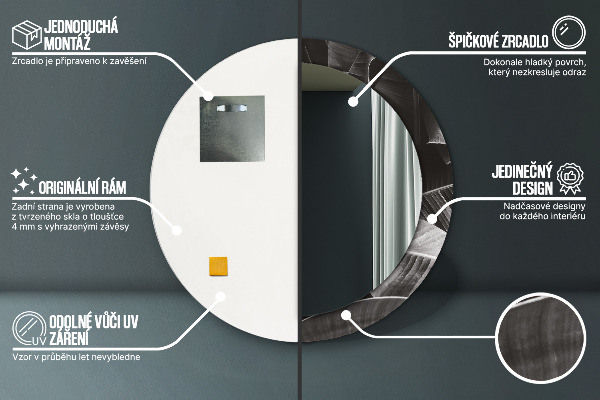 Espejo redondo impreso decorativo redondo Palmeras tropicales