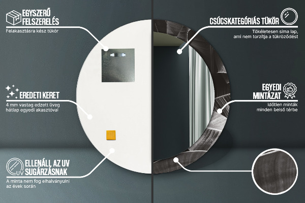 Espejo redondo impreso decorativo redondo Palmeras tropicales