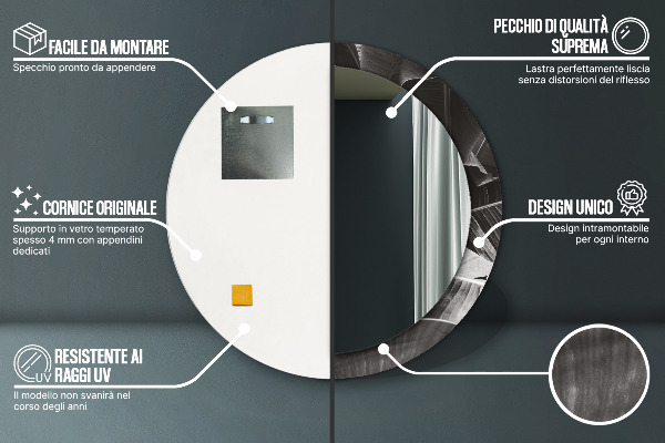 Espejo redondo impreso decorativo redondo Palmeras tropicales