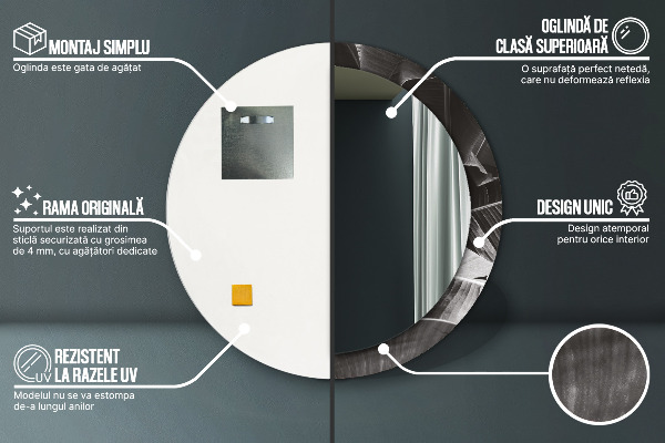 Espejo redondo impreso decorativo redondo Palmeras tropicales