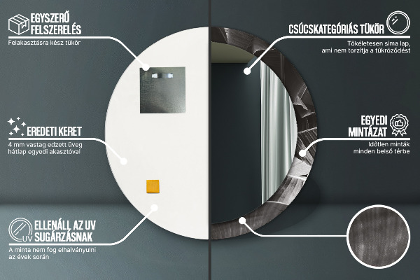 Espejo redondo impreso decorativo redondo Palmeras tropicales