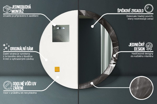 Espejo redondo impreso decorativo redondo Palmeras tropicales