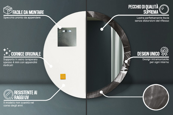 Espejo redondo impreso decorativo redondo Palmeras tropicales