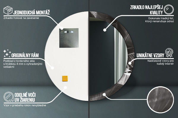 Espejo redondo impreso decorativo redondo Palmeras tropicales