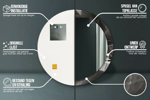 Espejo redondo impreso decorativo redondo Palmeras tropicales