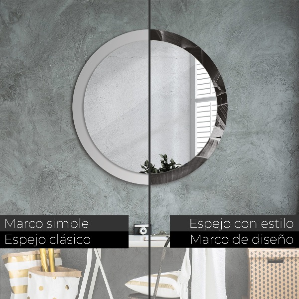 Espejo redondo impreso decorativo redondo Palmeras tropicales