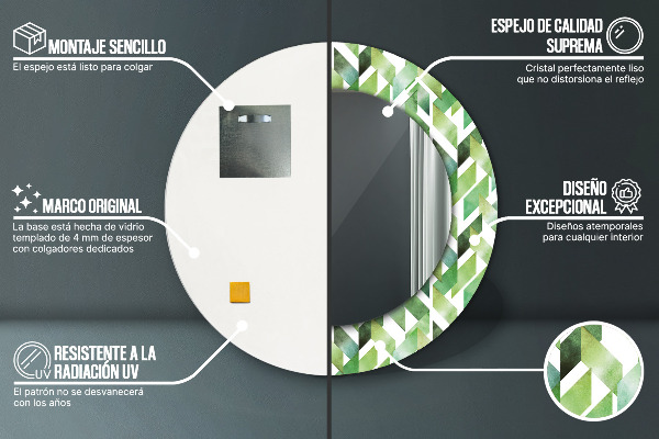 Espejo redondo marco estampado Espiga