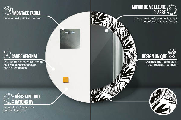 Espejo redondo marco estampado Monstruo