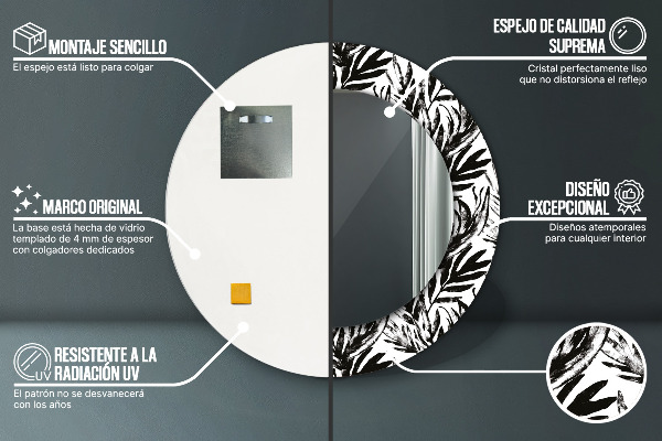 Espejo redondo marco estampado Monstruo