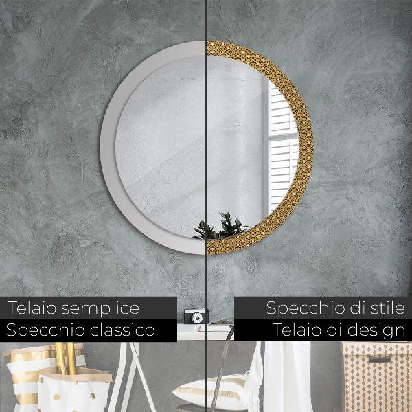 Espejo redondo marco con estampado decorativo Decoración vintage