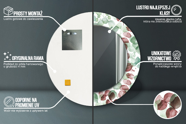 Espejo redondo con decoración Eucalipto