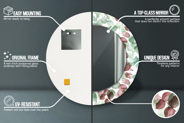 Espejo redondo con decoración Eucalipto