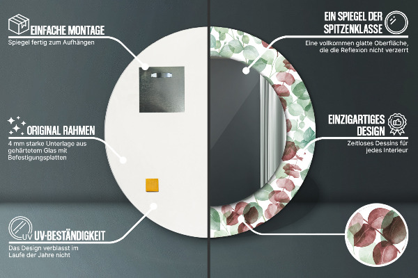 Espejo redondo con decoración Eucalipto