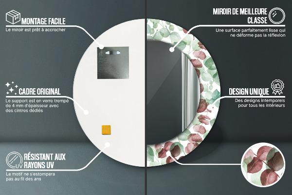 Espejo redondo con decoración Eucalipto