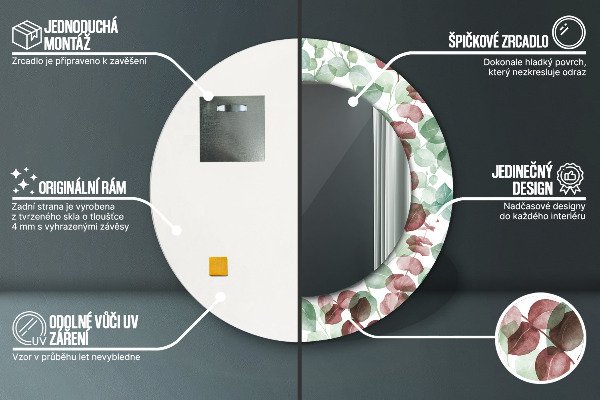 Espejo redondo con decoración Eucalipto