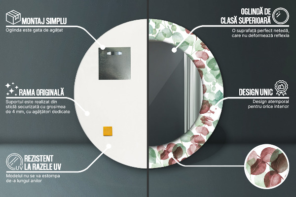 Espejo redondo con decoración Eucalipto