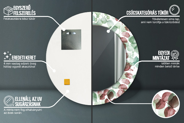 Espejo redondo con decoración Eucalipto