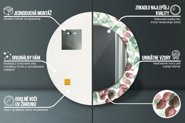 Espejo redondo con decoración Eucalipto