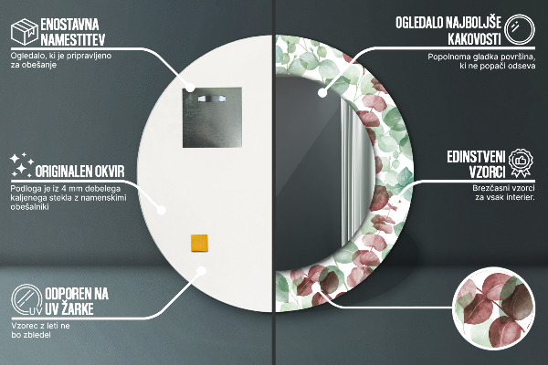 Espejo redondo con decoración Eucalipto