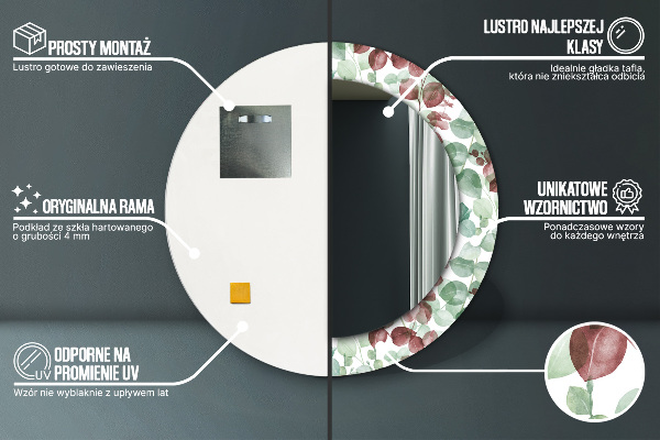 Espejo redondo con decoración Eucalipto