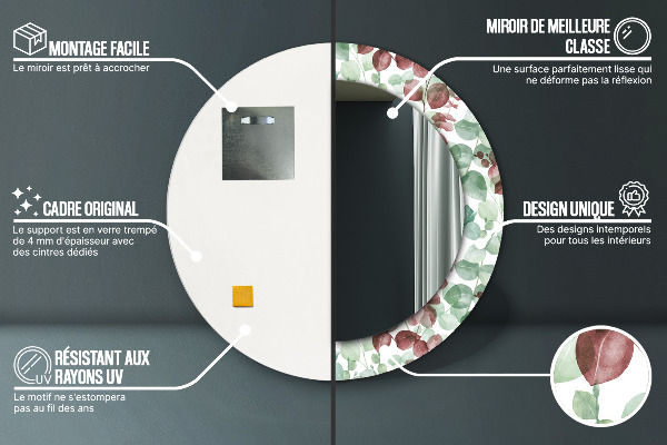 Espejo redondo con decoración Eucalipto