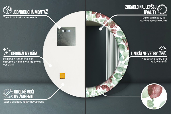 Espejo redondo con decoración Eucalipto