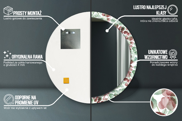 Espejo redondo con decoración Eucalipto