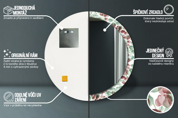 Espejo redondo con decoración Eucalipto