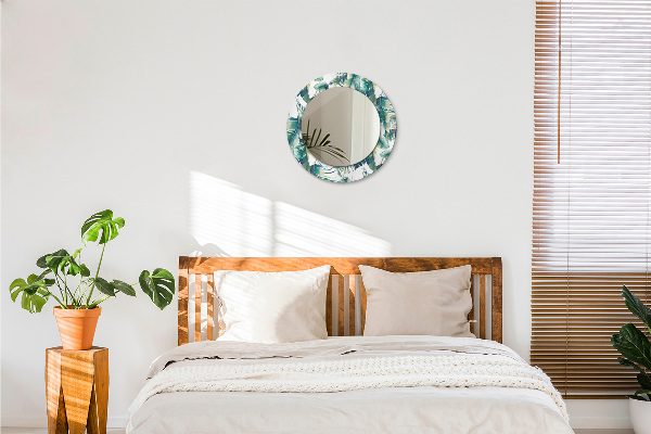 Espejo redondo marco estampado Hojas