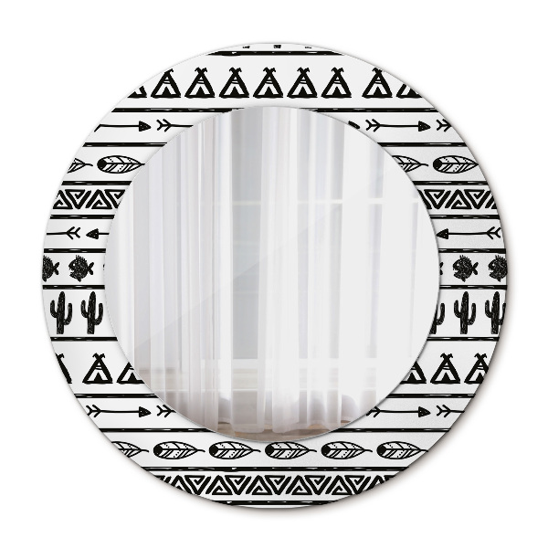 Espejo redondo marco con estampado decorativo Bohemio minimalista