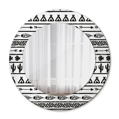 Espejo redondo marco con estampado decorativo Bohemio minimalista