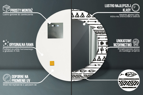 Espejo redondo marco con estampado decorativo Bohemio minimalista