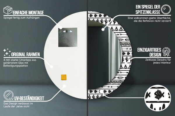 Espejo redondo marco con estampado decorativo Bohemio minimalista