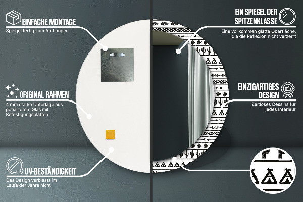 Espejo redondo marco con estampado decorativo Bohemio minimalista