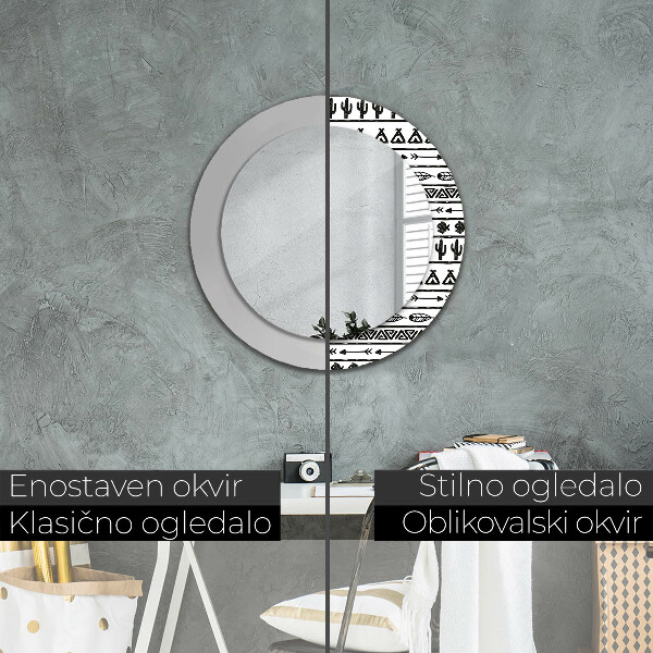 Espejo redondo marco con estampado decorativo Bohemio minimalista