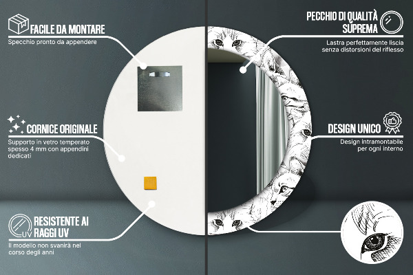 Espejo redondo con decoración Gatos domésticos