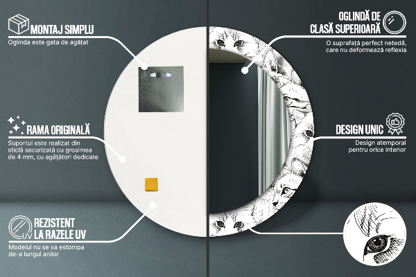 Espejo redondo con decoración Gatos domésticos