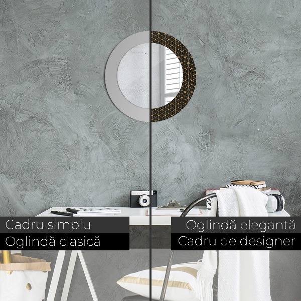 Espejo redondo con decoración Geometría hexagonal