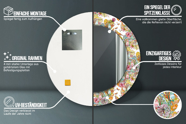 Espejo redondo con decoración Un sueño de una tierra de cuento de hadas