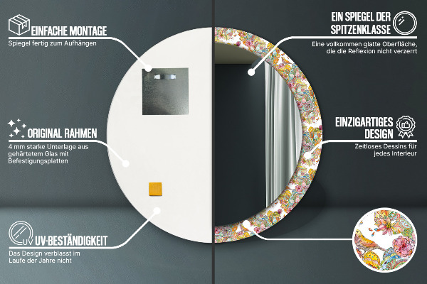 Espejo redondo con decoración Un sueño de una tierra de cuento de hadas