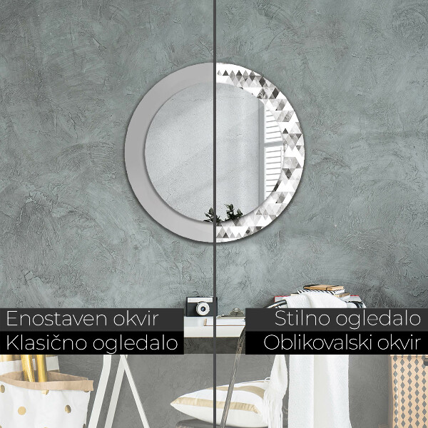 Espejo redondo impreso decorativo redondo Triangulo arcoiris