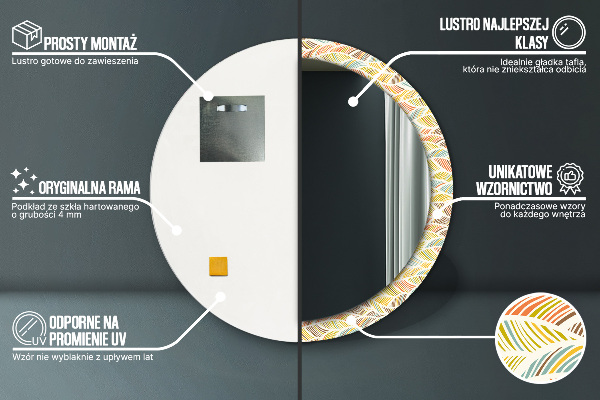 Espejo redondo impreso decorativo redondo Abstracto