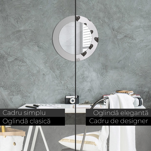 Espejo redondo marco estampado Corazones abstractos