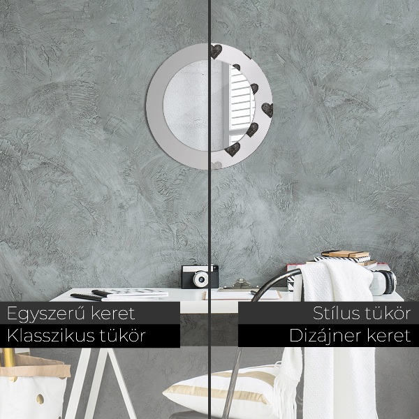 Espejo redondo marco estampado Corazones abstractos