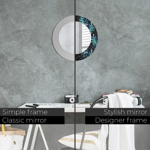 Espejo redondo marco con estampado decorativo Hojas exoticas