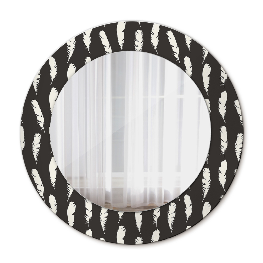 Espejo redondo marco con estampado decorativo Plumas