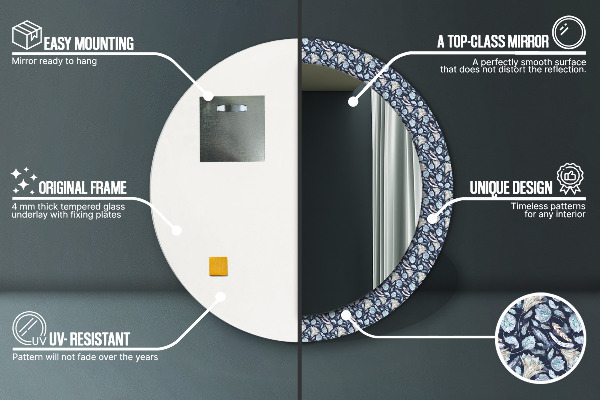 Espejo redondo con decoración Patrón bohemio